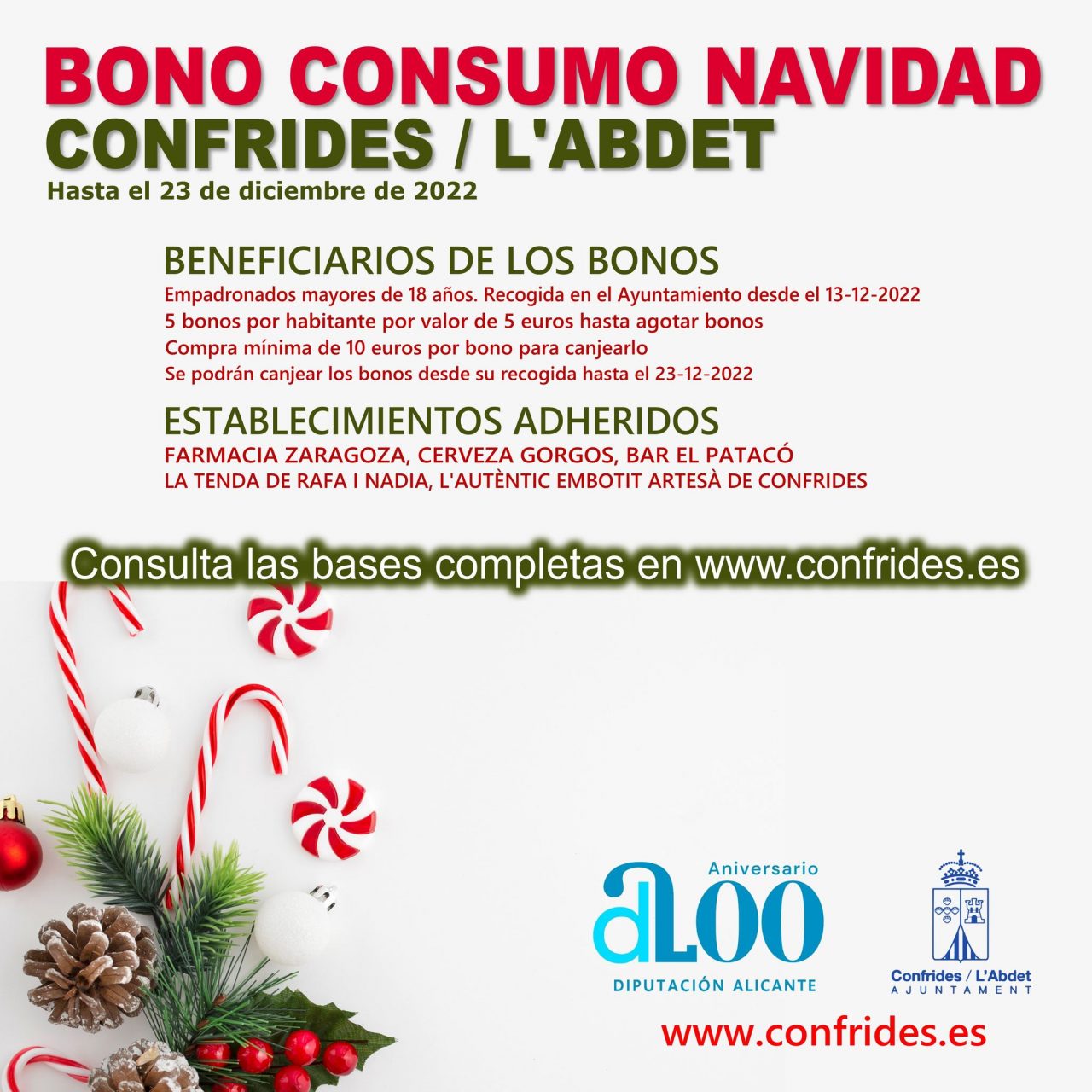 BONO CONSUMO NAVIDAD Confrides / L’Abdet Ayuntamiento de Confrides