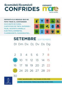 Calendario ecoparque móvil de Septiembre